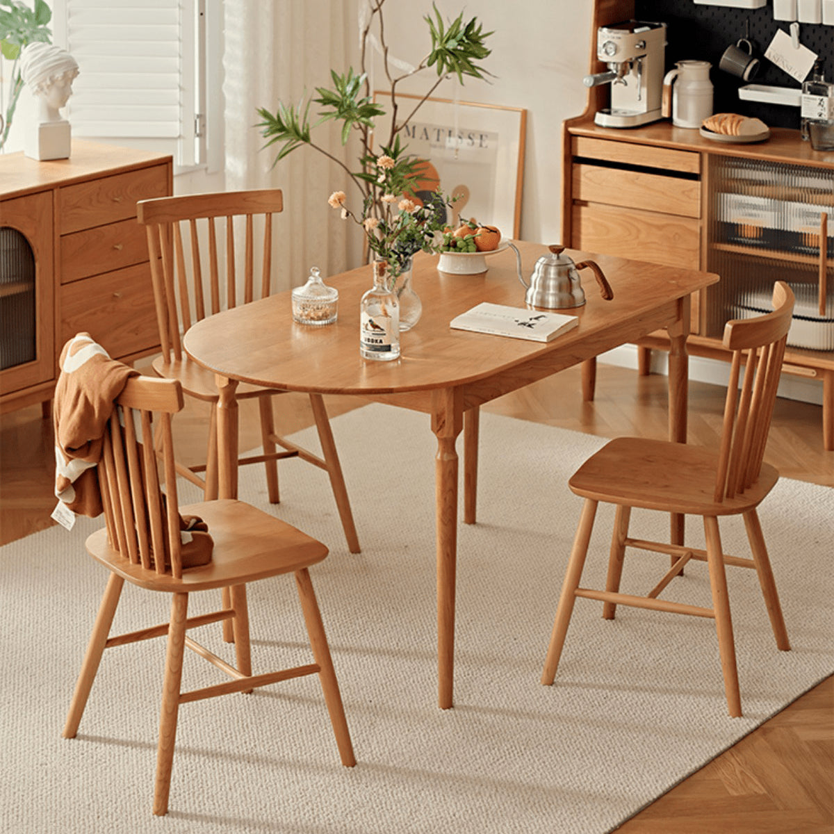 【高級家具】チェリー材テーブル|木目が美しい上品なデザイン fyg-656