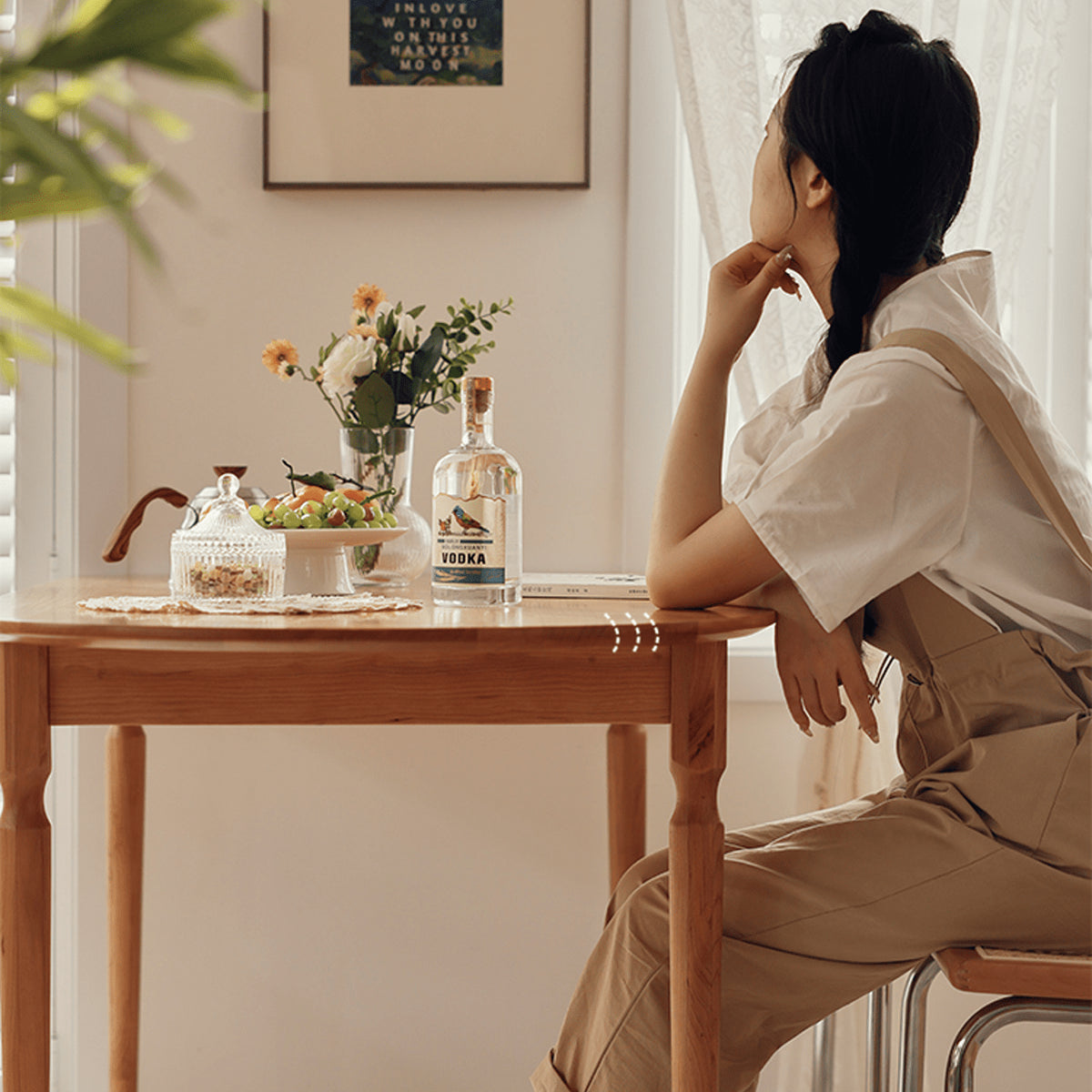 【高級家具】チェリー材テーブル|木目が美しい上品なデザイン fyg-656