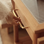 オーク材×強化ガラス使用 高級センターテーブル(銅&ナイロンパーツ採用) fyg-666