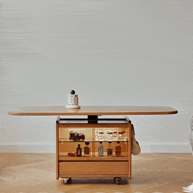 チェリー材×強化ガラスのデザインセンターテーブル 高級感漂う多層板&銅仕上げ fyg-667