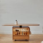 チェリー材×強化ガラスのデザインセンターテーブル 高級感漂う多層板&銅仕上げ fyg-667