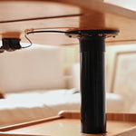 チェリー材×強化ガラスのデザインセンターテーブル 高級感漂う多層板&銅仕上げ fyg-667