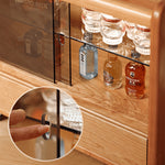 チェリー材×強化ガラスのデザインセンターテーブル 高級感漂う多層板&銅仕上げ fyg-667