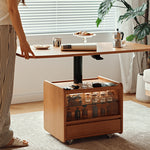 チェリー材×強化ガラスのデザインセンターテーブル 高級感漂う多層板&銅仕上げ fyg-667