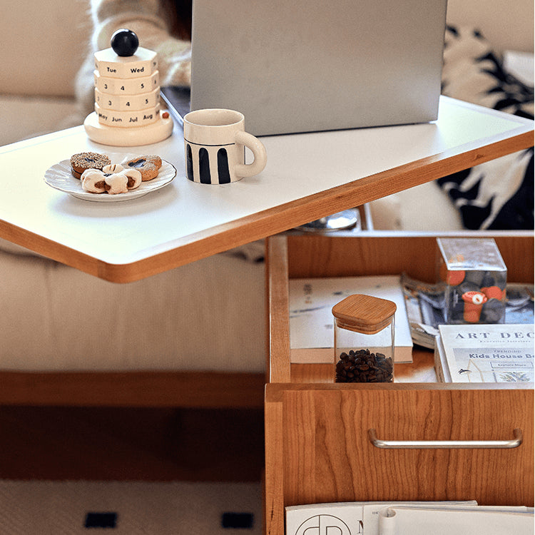 セラミック&チェリー材センターテーブル - 強化ガラス&ステンレスの高級デザイン fyg-668