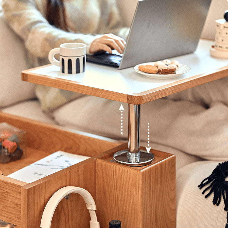 セラミック&チェリー材センターテーブル - 強化ガラス&ステンレスの高級デザイン fyg-668