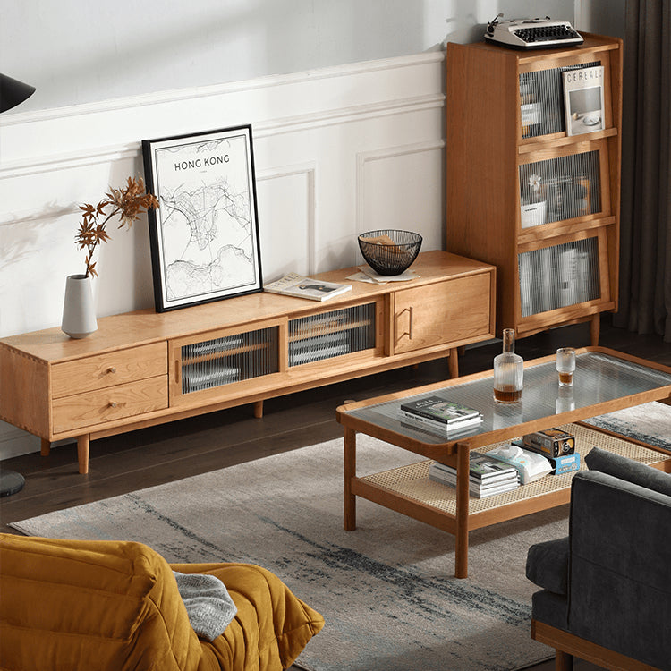 【高品質】多機能テレビ台|チェリー材?ケヤキ?多層板?ガラス?銅?レッドオーク?キリ製 fyg-672