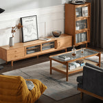 【高品質】多機能テレビ台|チェリー材?ケヤキ?多層板?ガラス?銅?レッドオーク?キリ製 fyg-672