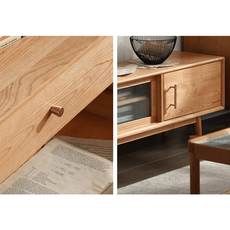 【高品質】多機能テレビ台|チェリー材?ケヤキ?多層板?ガラス?銅?レッドオーク?キリ製 fyg-672