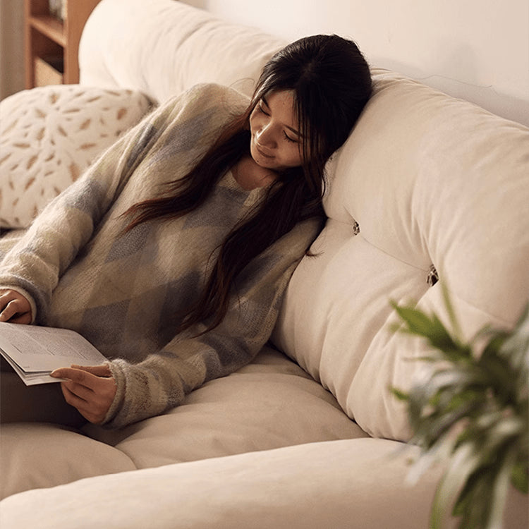 「高級素材使用!チェリー材とパイン、ステンレスフレームのグースダウン入りソファー」 fyg-673