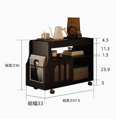 モダンデザインの強化ガラス茶卓・アクリル製収納付きサイドテーブル - リビングに最適! fymj-4845