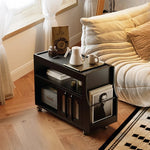 モダンデザインの強化ガラス茶卓・アクリル製収納付きサイドテーブル - リビングに最適! fymj-4845