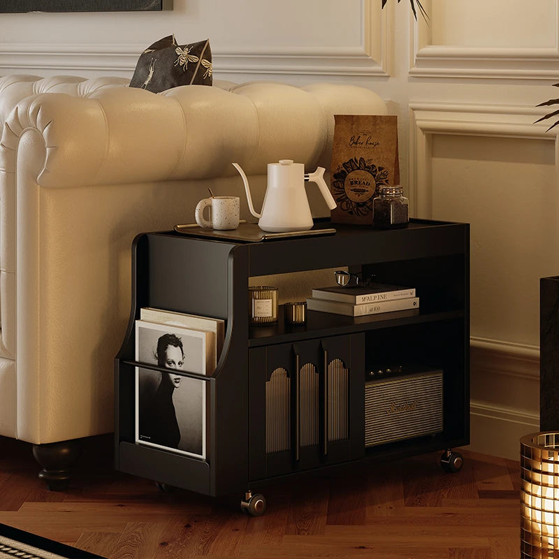 モダンデザインの強化ガラス茶卓・アクリル製収納付きサイドテーブル - リビングに最適! fymj-4845