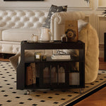 モダンデザインの強化ガラス茶卓・アクリル製収納付きサイドテーブル - リビングに最適! fymj-4845