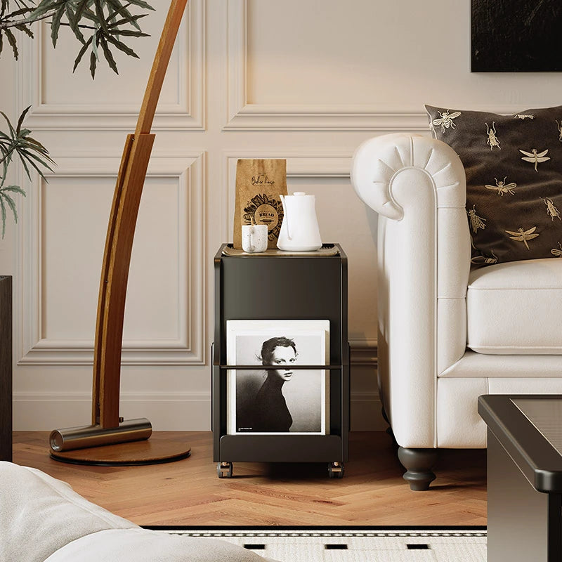 モダンデザインの強化ガラス茶卓・アクリル製収納付きサイドテーブル - リビングに最適! fymj-4845