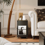 モダンデザインの強化ガラス茶卓・アクリル製収納付きサイドテーブル - リビングに最適! fymj-4845