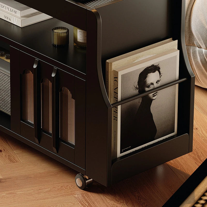 モダンデザインの強化ガラス茶卓・アクリル製収納付きサイドテーブル - リビングに最適! fymj-4845