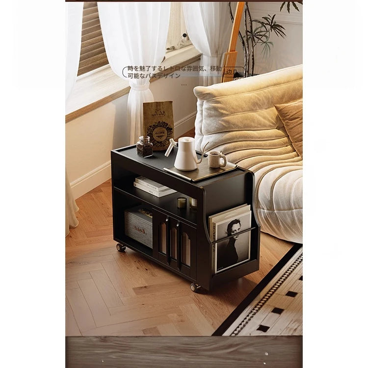 モダンデザインの強化ガラス茶卓・アクリル製収納付きサイドテーブル - リビングに最適! fymj-4845