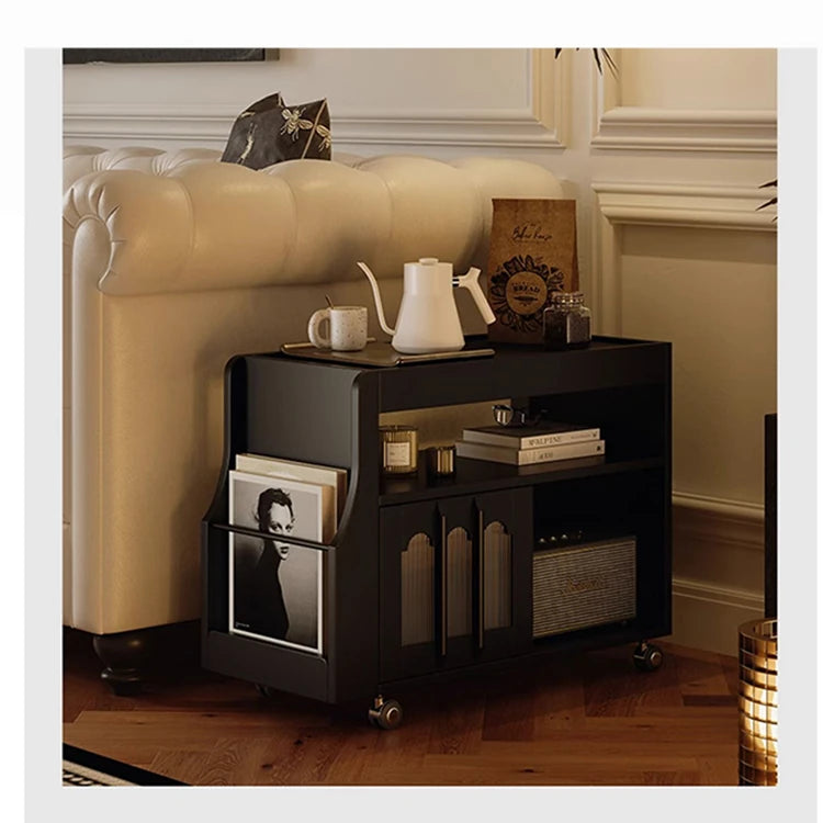 モダンデザインの強化ガラス茶卓・アクリル製収納付きサイドテーブル - リビングに最適! fymj-4845