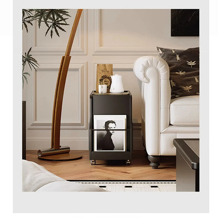 モダンデザインの強化ガラス茶卓・アクリル製収納付きサイドテーブル - リビングに最適! fymj-4845