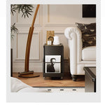 モダンデザインの強化ガラス茶卓・アクリル製収納付きサイドテーブル - リビングに最適! fymj-4845