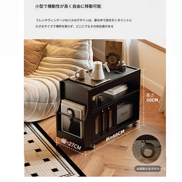 モダンデザインの強化ガラス茶卓・アクリル製収納付きサイドテーブル - リビングに最適! fymj-4845