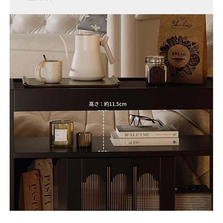 モダンデザインの強化ガラス茶卓・アクリル製収納付きサイドテーブル - リビングに最適! fymj-4845