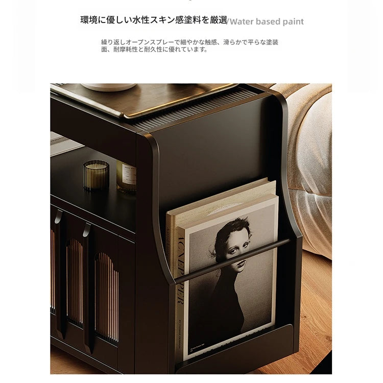 モダンデザインの強化ガラス茶卓・アクリル製収納付きサイドテーブル - リビングに最適! fymj-4845