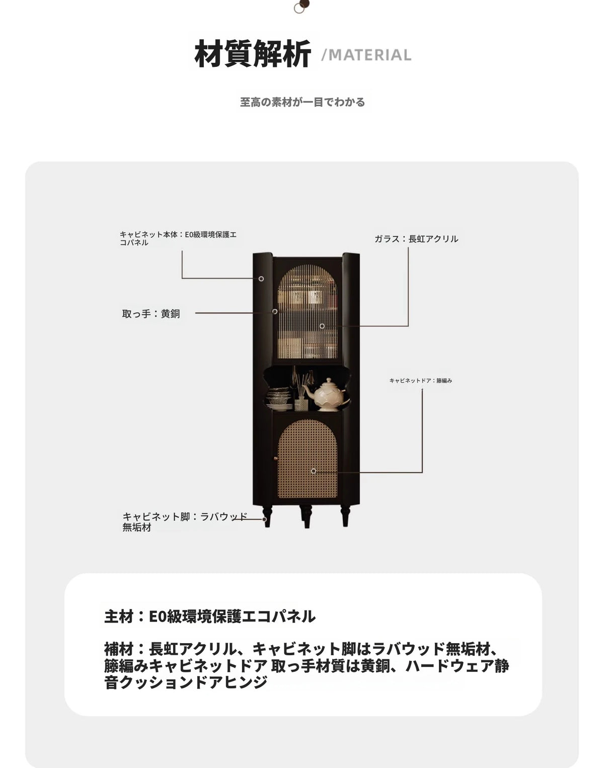 シックなアクリル銅ラタンキャビネット - スタイリッシュな収納でお部屋を演出します! fymj-4851