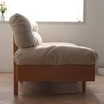 【高級感溢れる】チェリー材 フェザー シリコンフィル 合皮使用の贅沢ソファー|快適な居心地を最適に fyx-826