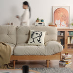 【高級感溢れる】チェリー材 フェザー シリコンフィル 合皮使用の贅沢ソファー|快適な居心地を最適に fyx-826