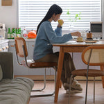 オーク&チェリー材のステンレス脚 テーブル | 高級木材を使用したスタイリッシュデザイン fyx-833