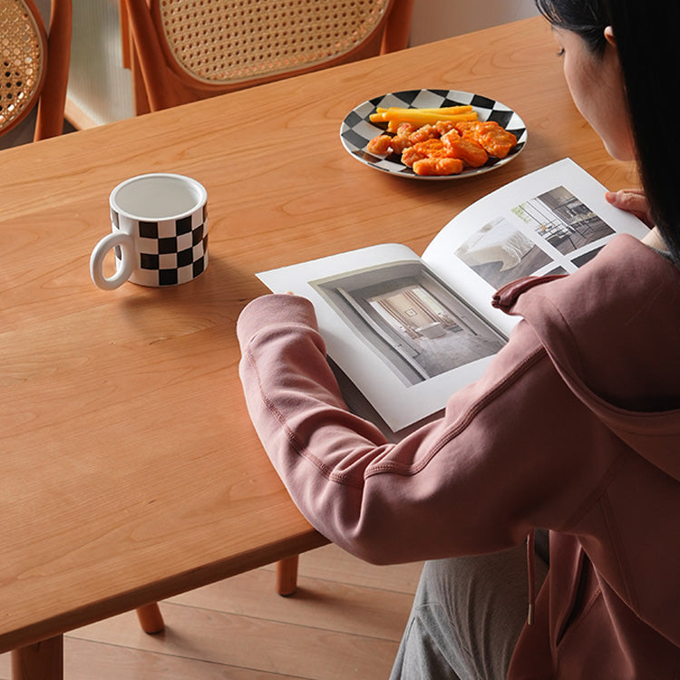 高級テーブル オーク&チェリー材使用 シンプルでエレガントなデザイン fyx-834