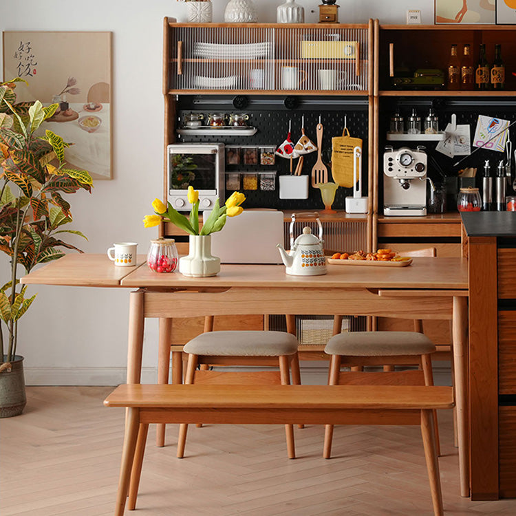 チェリー材&オーク多層板テーブル - 高級感漂うデザインテーブル fyx-837