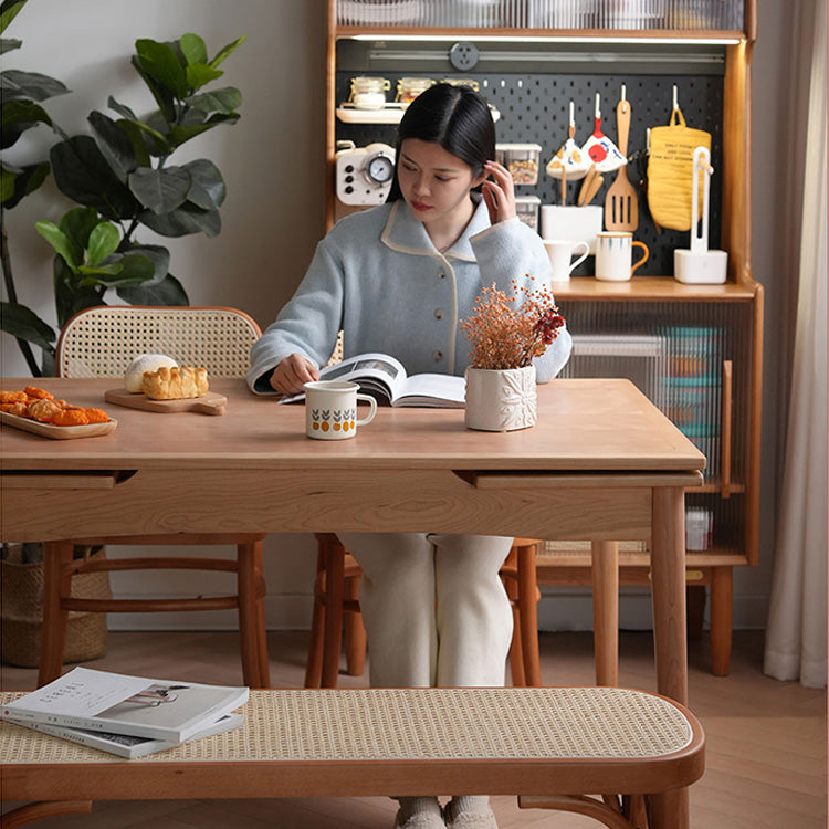 チェリー材&オーク多層板テーブル - 高級感漂うデザインテーブル fyx-837