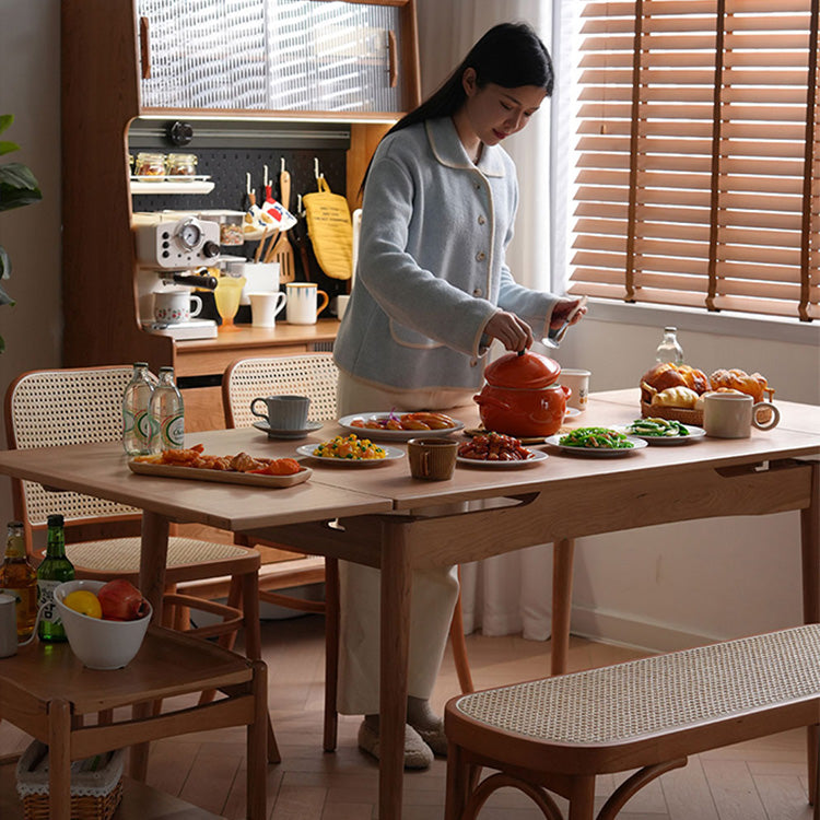 チェリー材&オーク多層板テーブル - 高級感漂うデザインテーブル fyx-837