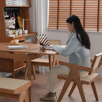 チェリー材&オーク多層板テーブル - 高級感漂うデザインテーブル fyx-837