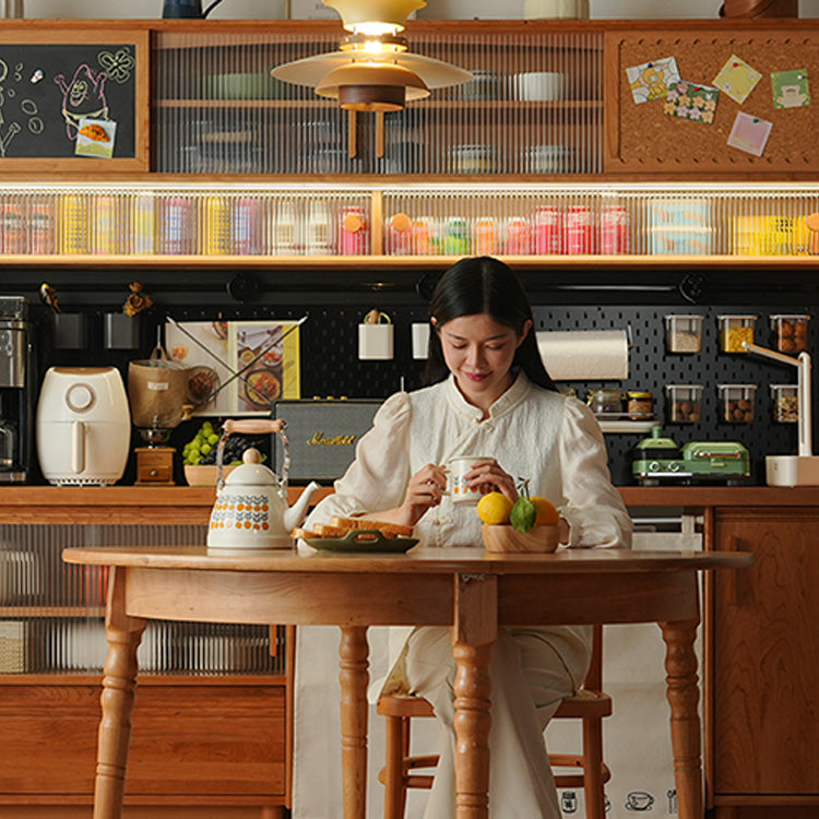 【高級デザイン】チェリー材 テーブル - 多層板&ステンレス製 fyx-843