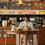 【高級デザイン】チェリー材 テーブル - 多層板&ステンレス製 fyx-843