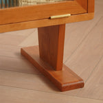 高級チェリー材とガラス使用の多層板キャビネット - 銅製アクセント付き fyx-849