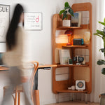 ラタン&チェリー材ステンレスラック - 高級感あふれる収納ソリューション fyx-852