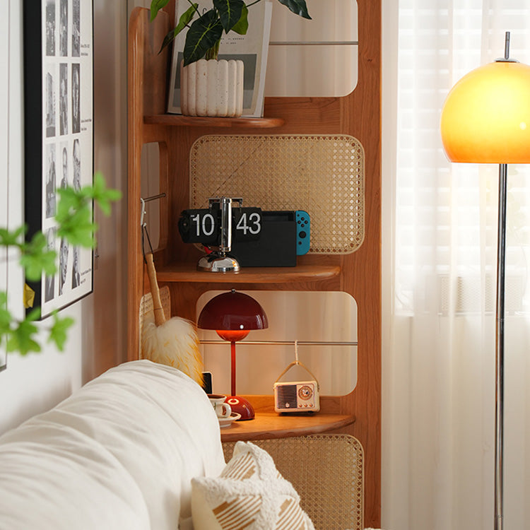 ラタン&チェリー材ステンレスラック - 高級感あふれる収納ソリューション fyx-852