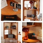 ラタン&チェリー材ステンレスラック - 高級感あふれる収納ソリューション fyx-852