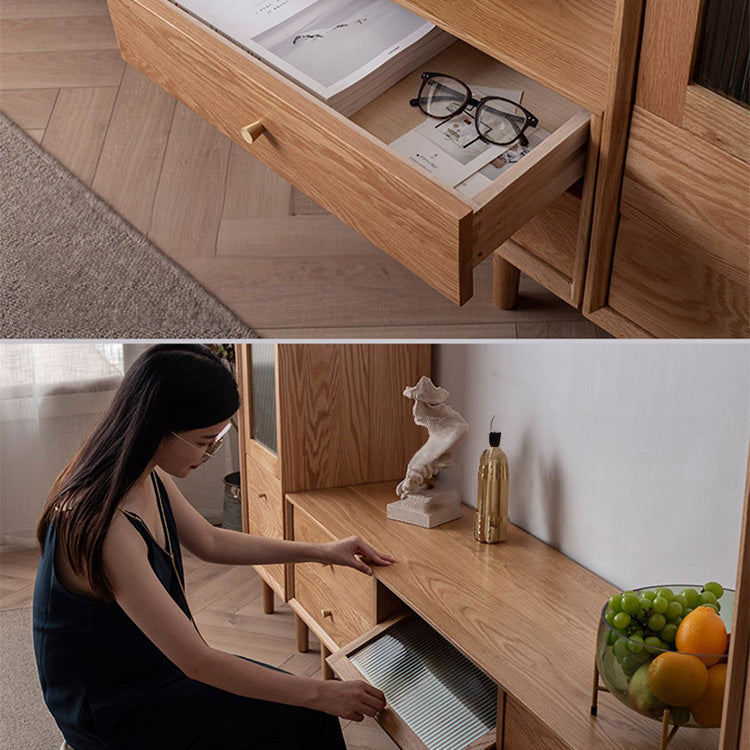 【高級素材】多目的テレビ台 | チェリー材&オーク&ガラス&銅&キリ仕様 fyx-855