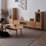 【高級素材】多目的テレビ台 | チェリー材&オーク&ガラス&銅&キリ仕様 fyx-855