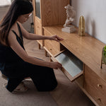 【高級素材】多目的テレビ台 | チェリー材&オーク&ガラス&銅&キリ仕様 fyx-855