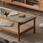 チェリー材&強化ガラス&ラタンの高級感センターテーブル fyx-869