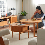 「上質チェリー材&オークのセンターテーブル - 洗練の銅ディテール」 fyx-870