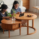 「上質チェリー材&オークのセンターテーブル - 洗練の銅ディテール」 fyx-870