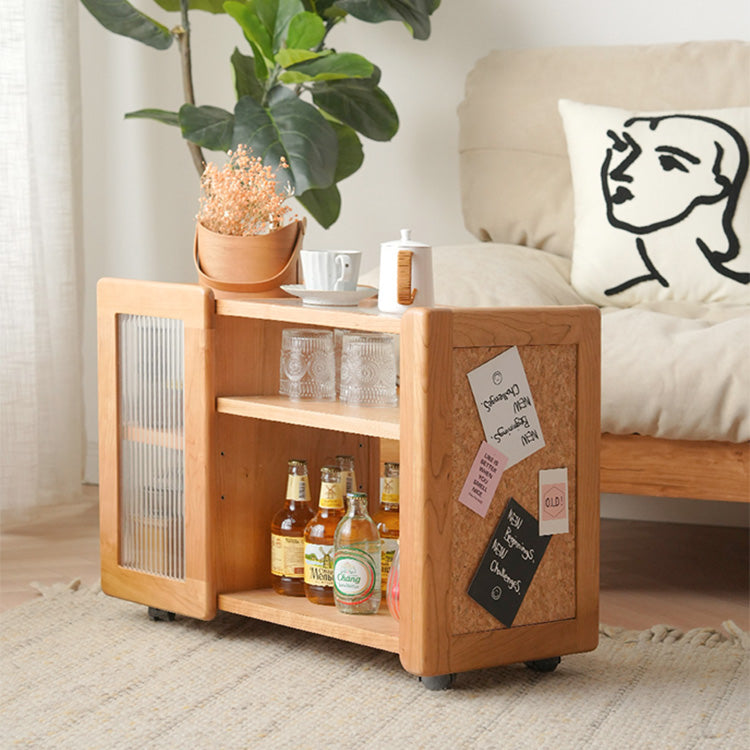 チェリー材&強化ガラス使用の高級センターテーブル|モダンでスタイリッシュなデザイン fyx-878